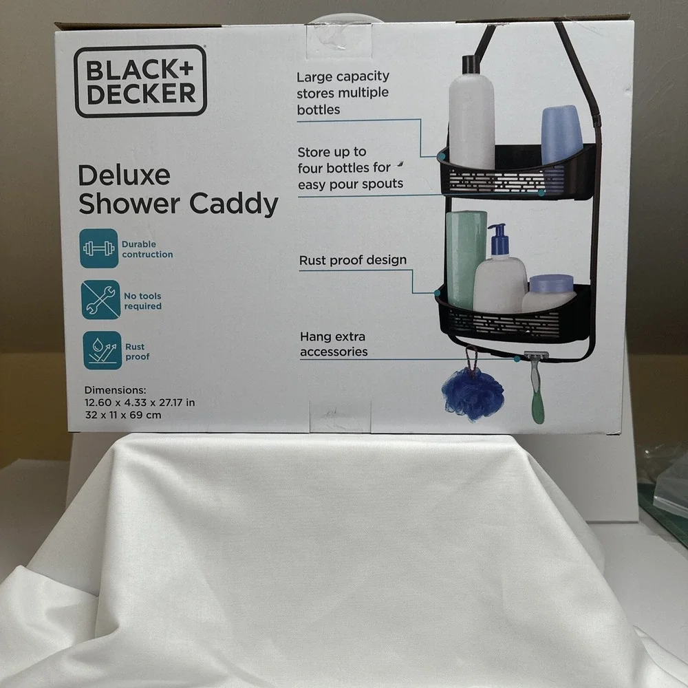 Black‎ & Decker Deluxe Shower Caddy Black 2-Way Convertible Hanging Anti-Swing